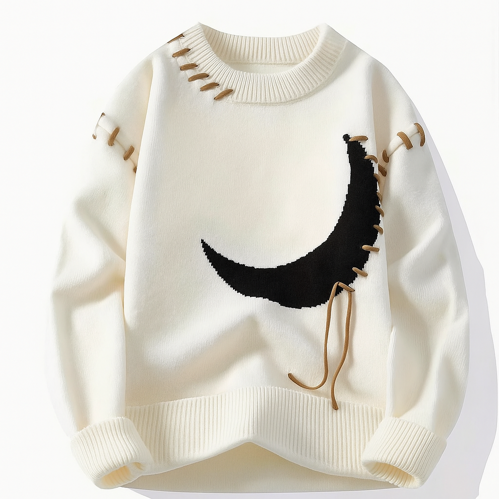 CrownPrints Crescent Knit Sweater – Lunar-Inspired Cozy Classic